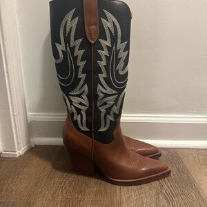 Dolce Vita Black and Brown Heeled Boots